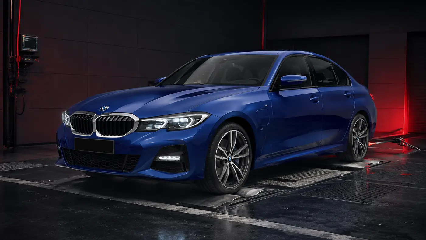 Ilustračné zobrazenie BMW 330e G20 na výkonovej brzde